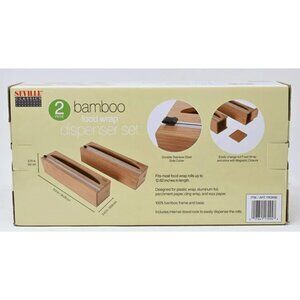 Seville Classics Bamboo Food Wrap Dispenser 2-piece Set